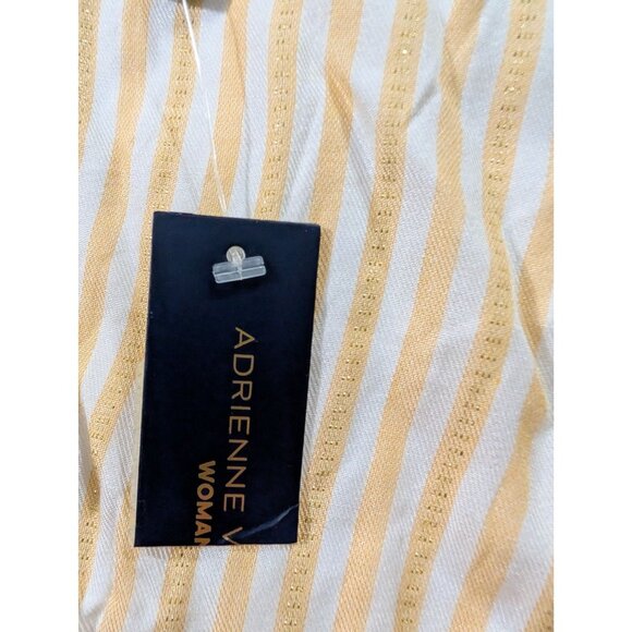 Adrienne Vittadini Shirt Plus Size XXX 3X Short Sleeve Metallic Gold Striped Top - Picture 9 of 10